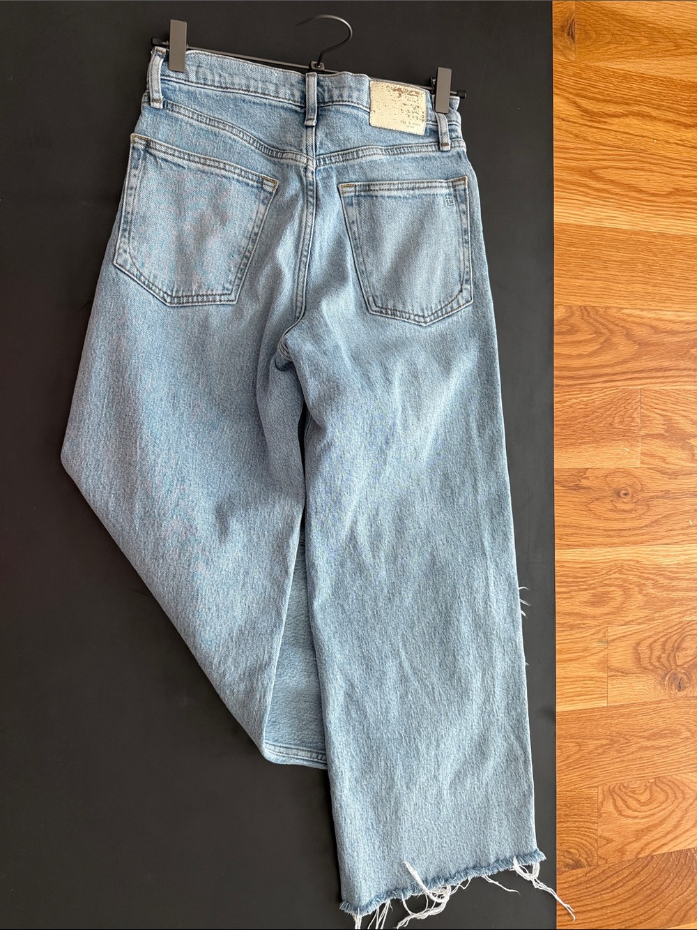 rag & bone Light Blue Wide-Leg Jeans with Raw Hem